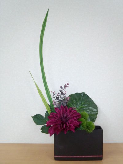 ダリアの和風アレンジ。