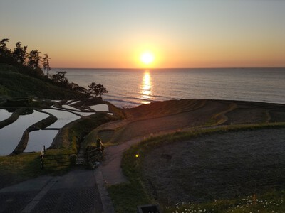 輪島市　千枚田の夕日