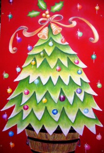 赤ボードのクリスマスツリー