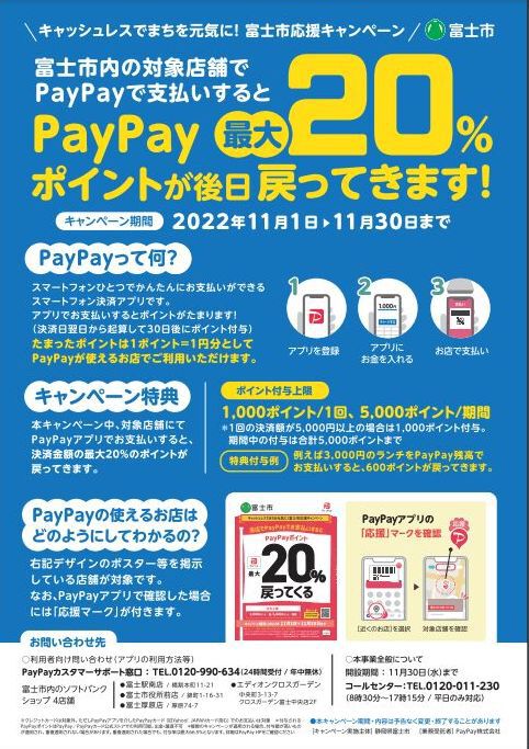 PayPay:キャッシュレスでまちを元気に！富士市応援キャンペーン 富士市作業服ツバメヤユニフォーム88